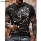 Футболка мужская оверсайз в стиле хип-хоп, тенниска с 3D рисунком автомобиля, мотоцикла, винтажная одежда, лето