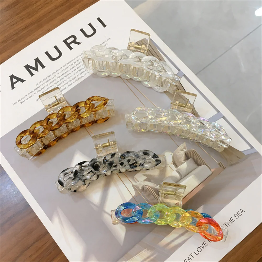 

1pcs Fashion Simple Rainbow Hair Claw For Women Large Barrette Crab Hair Claw Bath Clip Color Hairpin Accessories Headdress Gift