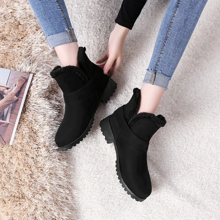 Big Size 9 10 11-17 boots women shoes ankle boots for women ladies boots shoes woman winter Flat sleeve buckle round head
