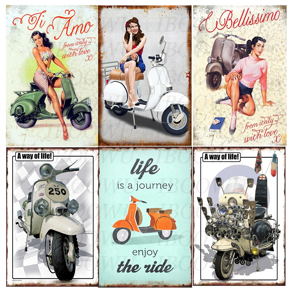 

Lambretta Poster Vintage Motorcycle Metal Tin Plaque Retro Signs Plate Home Wall Decor 20x30cm