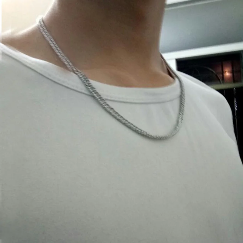 Мужское ожерелье из нержавеющей стали с кубинскими звеньями золотые цепи