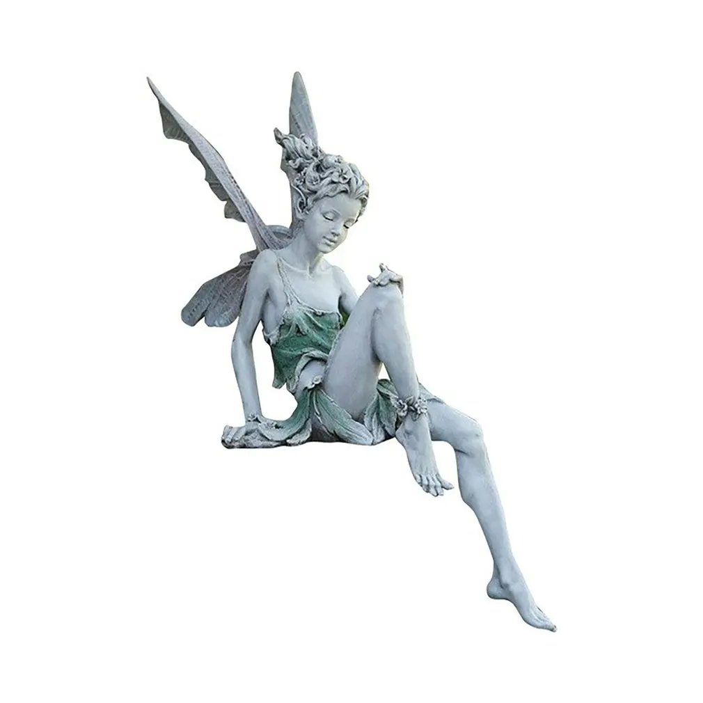 

Tudor And Turek Sitting Fairy Statue Figurines Outdoor Garden Ornament Resin Craft Landscaping Yard Garden Decoration For Home
