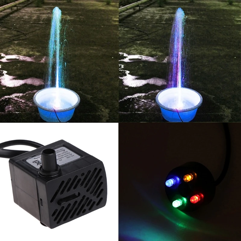 

2020 New AC 220V 3W Submersible Water Pump LED Aquarium Fountain Fish Pond Tank EU Plug