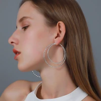 simple double layer big circle earrings for women round letter queen geometric carved ear ring earrings fashion trend new 2020