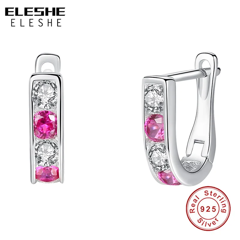 Реальные 925 стерлингового серебра серьги с квадратными кристаллами циркония со