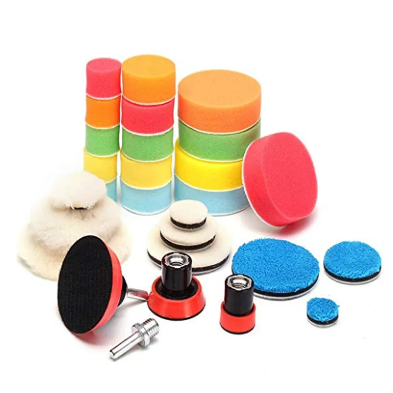

29Pcs Waxing Sponge Polishing Pad Wool Backing Plate Car Polishing Tool Set For Polisher Polishing Machine Car Wash Accessories