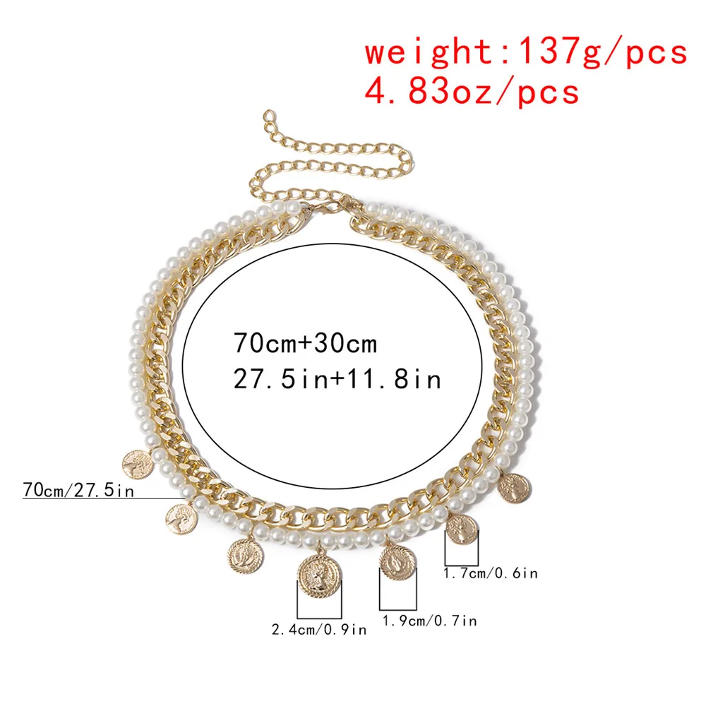 

Multilayer Belly Chain Imitation Pearl Beads Body Chain Coin Pendant Waistband Nightclub Carnival Dress Jewelry Accessory
