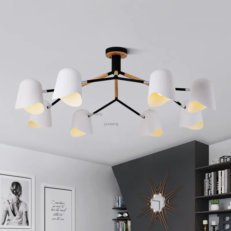 Modern LED Chandelier Lustre Solid Wood Light Fixtures Dining Room Creative Luminaire Living Decoration Lighting | Освещение