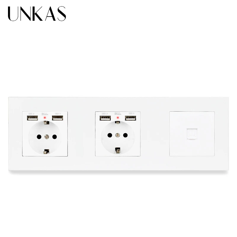 UNKAS ПК пластиковая панель двойная планка с 4 USB-портами для зарядки +