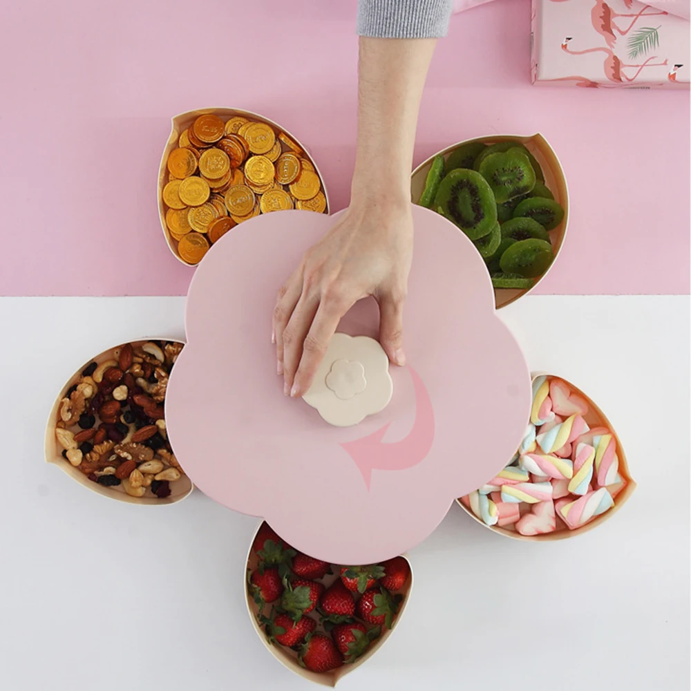 Двухслойная пластиковая коробка для хранения конфет семян вращающаяся закусок в