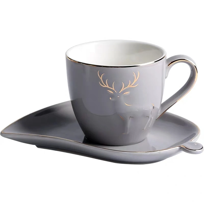 

Nordic Coffee Cup Saucer Spoon Set Luxury Ceramic Mug Top-grade Porcelain Tea Cup Cafe Party Drinkware Christmas Mug
