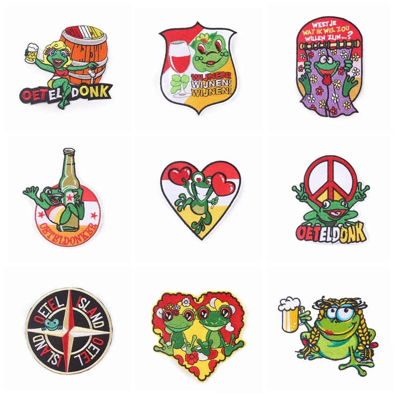 Нашивки в виде лягушек патчи для одежды наклейки полосатый значок рюкзак