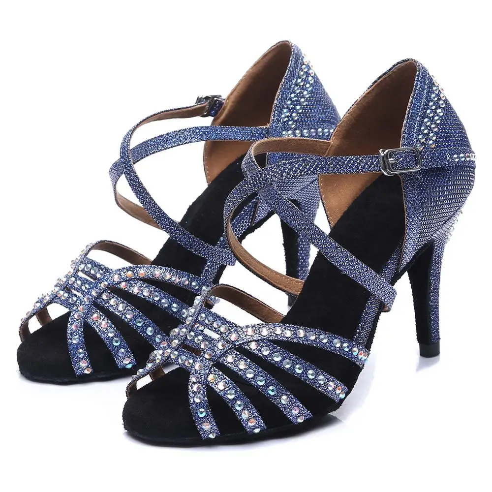 HROYL Латинская танцевальная обувь для домашние тапочки женщин и девушек с Стразы