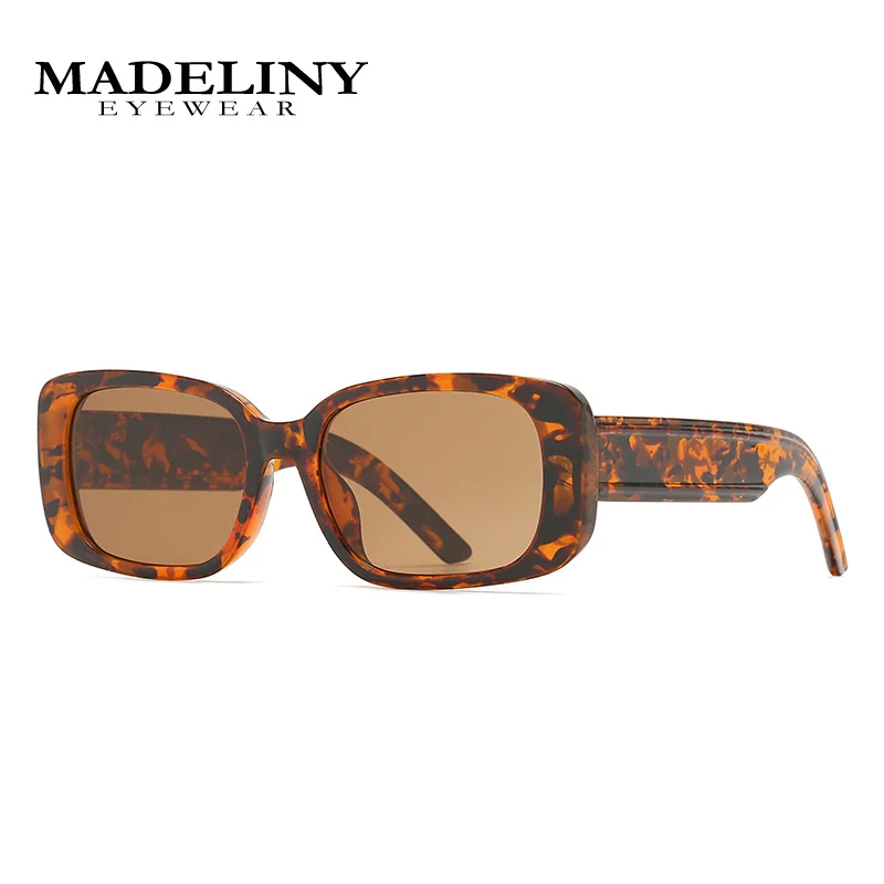 

MADELINY Small Rectangle Sunglasses Women Vintage Brand Designer Square Sun Glasses Black Leopard Shades Female UV400 MA461