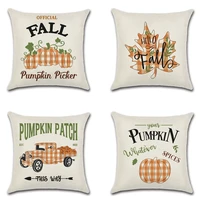 hello autumn pumpkin picker maple leaf printing pillow case custom home decoration linen pillowcase car waist cushion cover