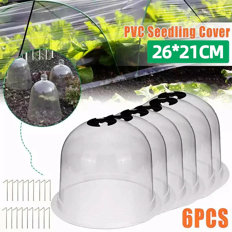 

6Pcs Plant Bell Cover Dome Anti-Freeze Transparent Plastic Protector Cover Mini Greenhouse Outdoor Garden Plant Protect Backyard