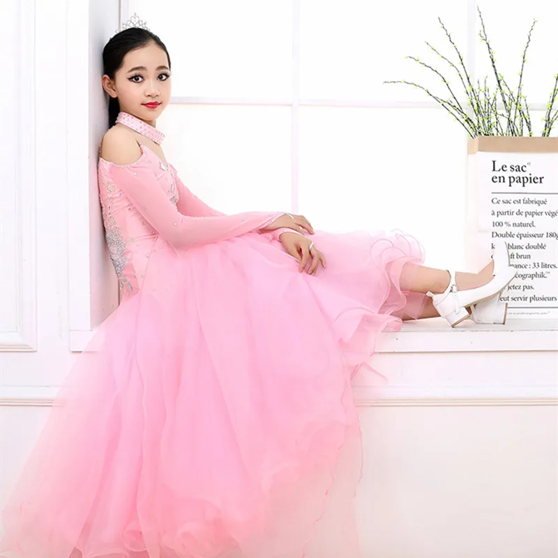 Детские платья для бальных танцев костюм современных детей танцевальные