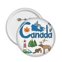 canada national symbol landmark pattern round pins badge button clothing decoration 5pcs gift