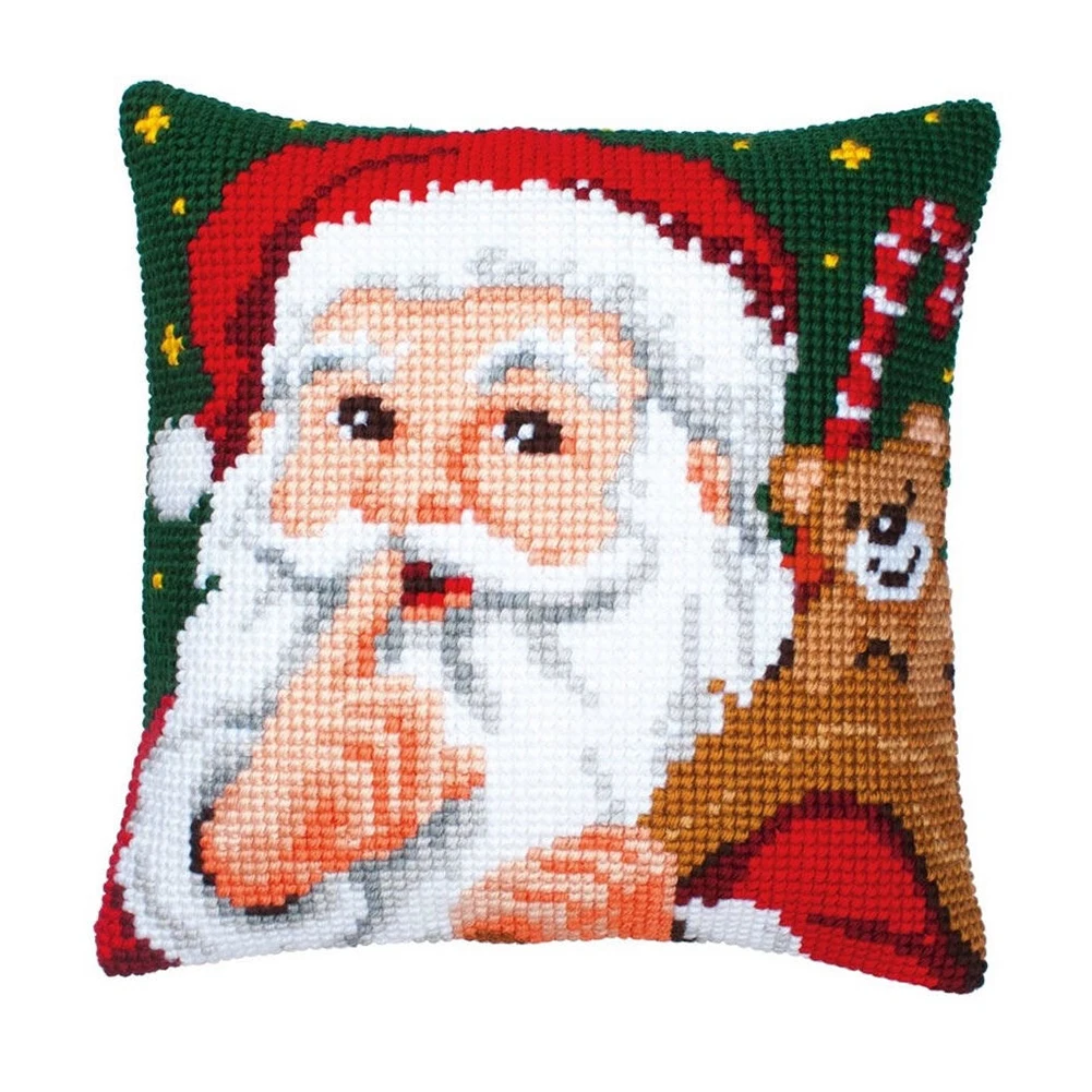 

Santa Claus DIY Embroidery Pillow Case DIY Cross Stitch Kits Stamped Canvas 11CT Needlework Sets Home Christmas Decoration