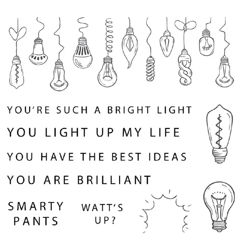 

2021 New Brilliant Light Bulb Clear Stamp For Girls Craft Making Words Greeting Card and Scrapbooking No Metal Cutting Dies