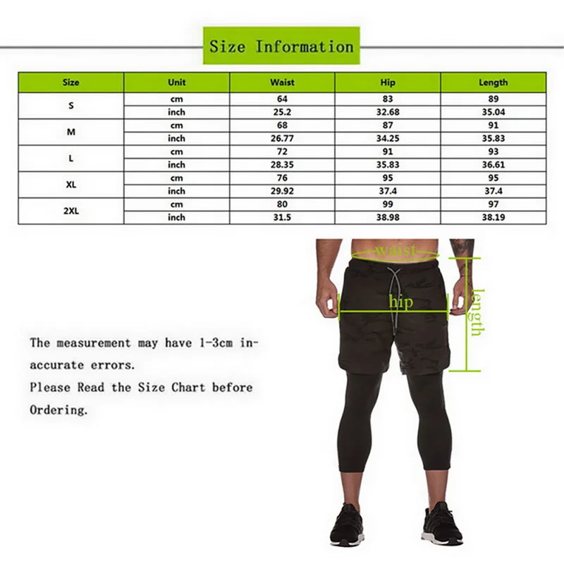 Мужские спортивные брюки 2-1 колготки модные дышащие леггинсы для бега мужская