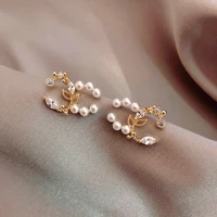 2021 new trendy pearl flower earrings for woman fashion korean charm ladys wedding stud earrings girls party classic jewelry