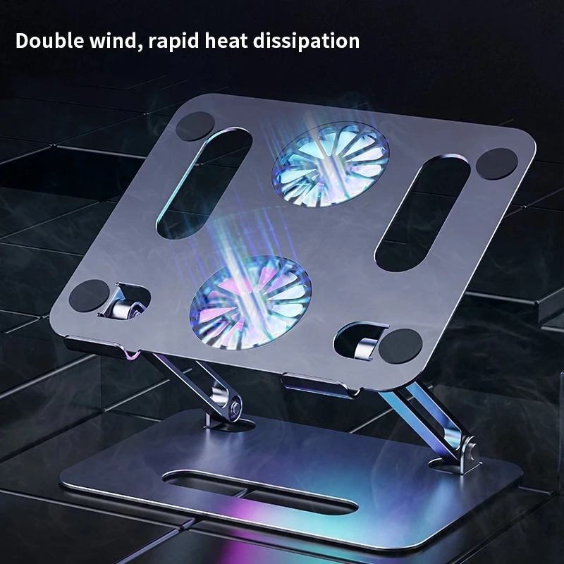 

2022.Laptop Stand Cooling Fan Desk Portable Adjustable Foldable Computer Aluminium Desk Notebook Holder tv bed PC Lapdesk Table