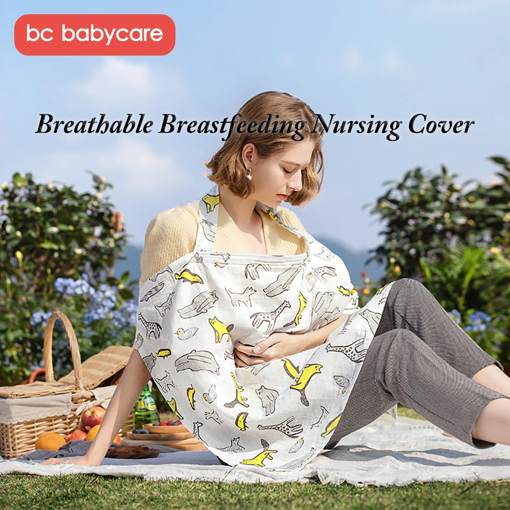 

BC Babycare Breathable Breastfeeding Nursing Cover Baby Gauze Muslin Adjustable Privacy Apron Outdoors Soft Nursing Cloth 70*100