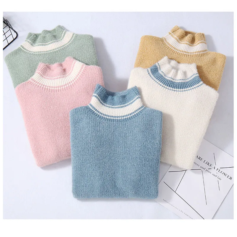 Женская Повседневная Водолазка с длинным рукавом пуловер большого размера