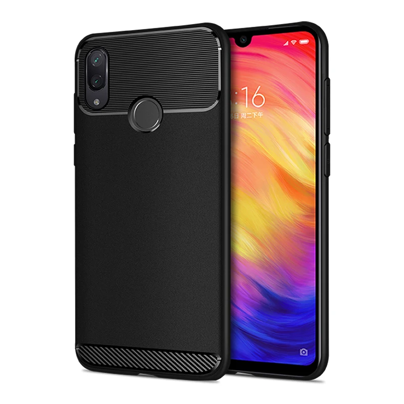 Модный чехол из углеродного волокна ТПУ для Xiaomi Redmi Note 7 защитный силиконовый Pro