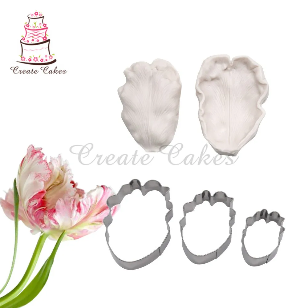 5 шт./компл. попугай тюльпан Сахарный цветок силиконовые лепестки формочка из