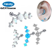 g23 titanium piercing stud earrings opal punk lip helix internally threaded tragus cartilage ear stud body perforated jewelry