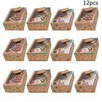 12pcs christmas cookie boxes kraft paper christmas gift box party favor holders goody candy box cookie boxes for christmas party