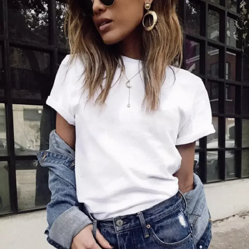 

In August 2020, plain color T-shirts for women's fashion short-sleeved spring and summer new simple style