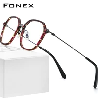 fonex acetate titanium glasses frame men 2021 vintage oversize square prescription eyeglasses women spectacles eyewear f85679