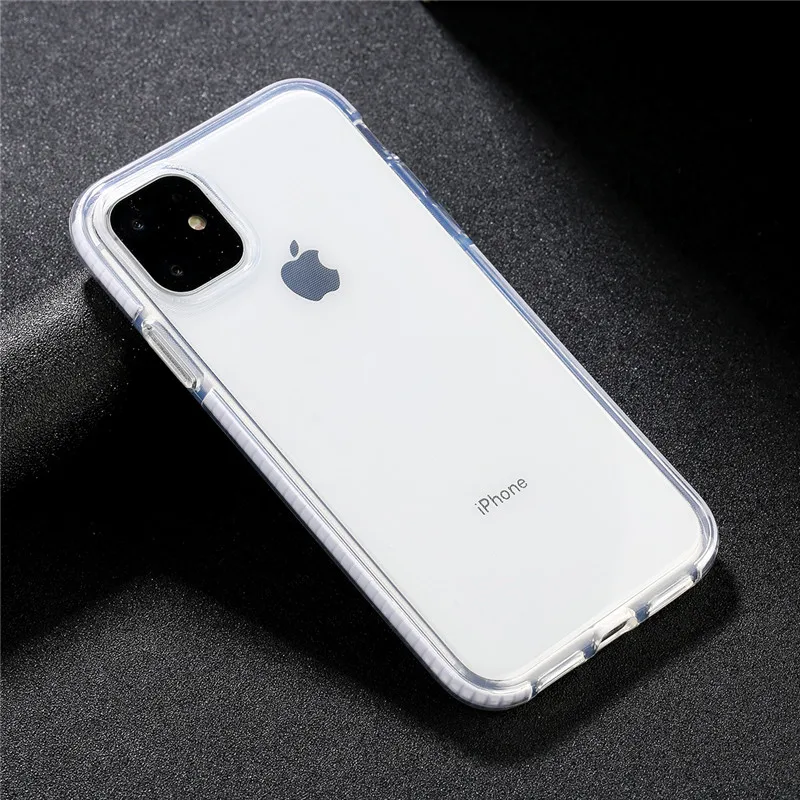 Прозрачный противоударный чехол для телефона iPhone 11 8 Plus X XR XS Max простой чехол для iPhone 7 6S Plus Мягкий ТПУ силиконовый чехол - Цвет: Белый