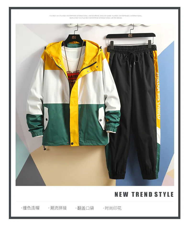 

Men's Casual Sports Suit Casual Fashion Two-piece Hoodie Set Men Basketball Tuta Sportiva Uomo Muscle Pattern Leggings HH50TZ1