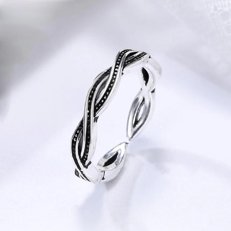 KOFSAC простое 925 пробы Серебряное кольцо унисекс очаровательное двойное твист