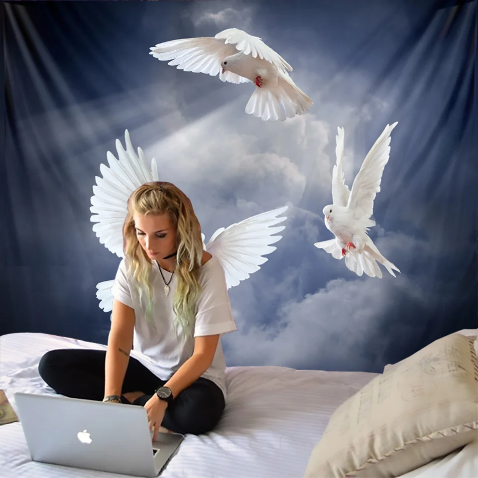 Голубь психоделический хиппи гобелен Bohoart голубь искусство настенная подвеска