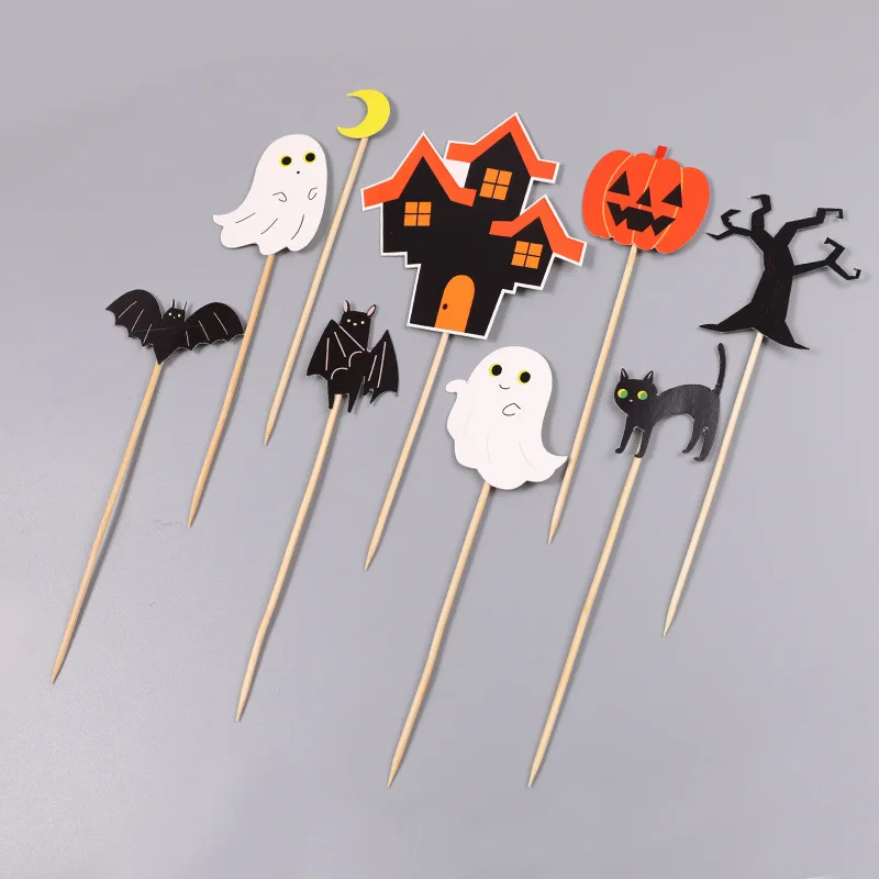 

Creative Cake Decoration Witch Bat Ghost Letter Happy Halloween Ccake Topper for Dessert Cupcake Hallowen Party Decor Supplies