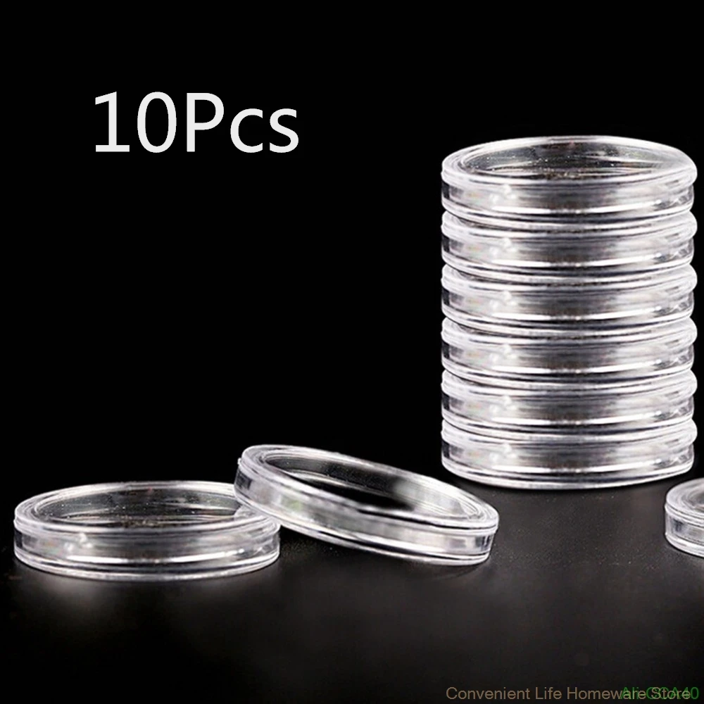 

10Pcs 27mm Transparent Round Boxed Lighthouse Coin Holder plastic Capsules coin box display cases