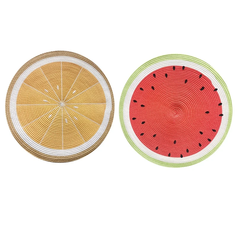 

4 Pcs Woven Round Placemat,Cartoon Dining Table for Home Decor,38CM