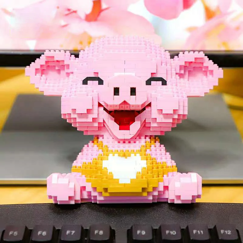 Мультяшные розовые смайлики свинка сидят животные 3D модель Аниме фигурки Сделай
