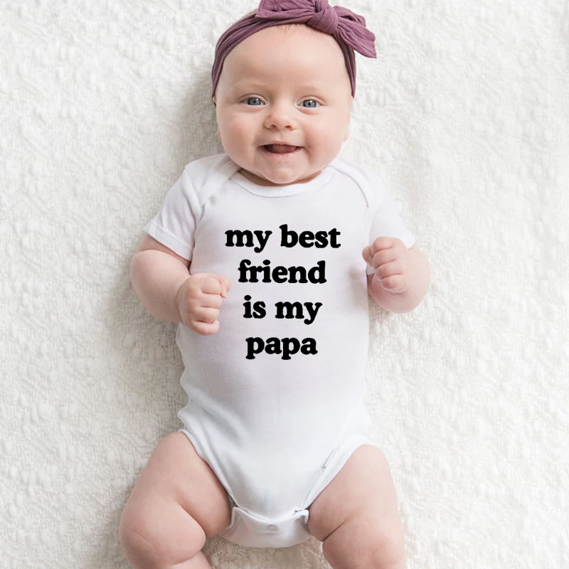Забавные печатные буквы MY BEST FRIEND это мой папа для новорожденных боди из хлопка