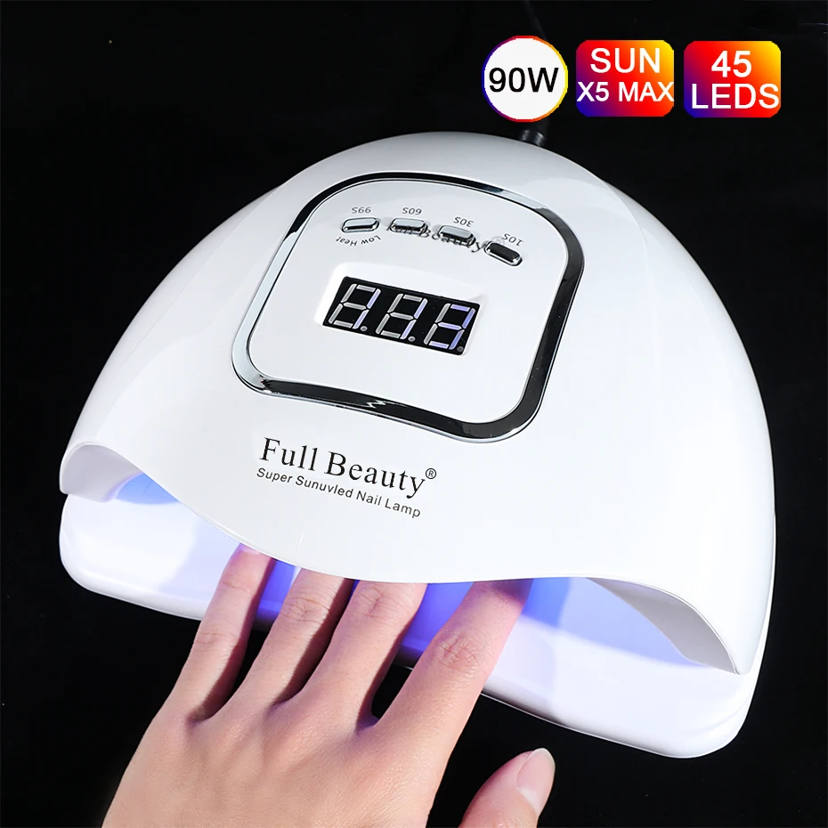 90 Вт Светодиодная УФ лампа для ногтей Сушилка ЖК дисплей сушка всех Гель лак с