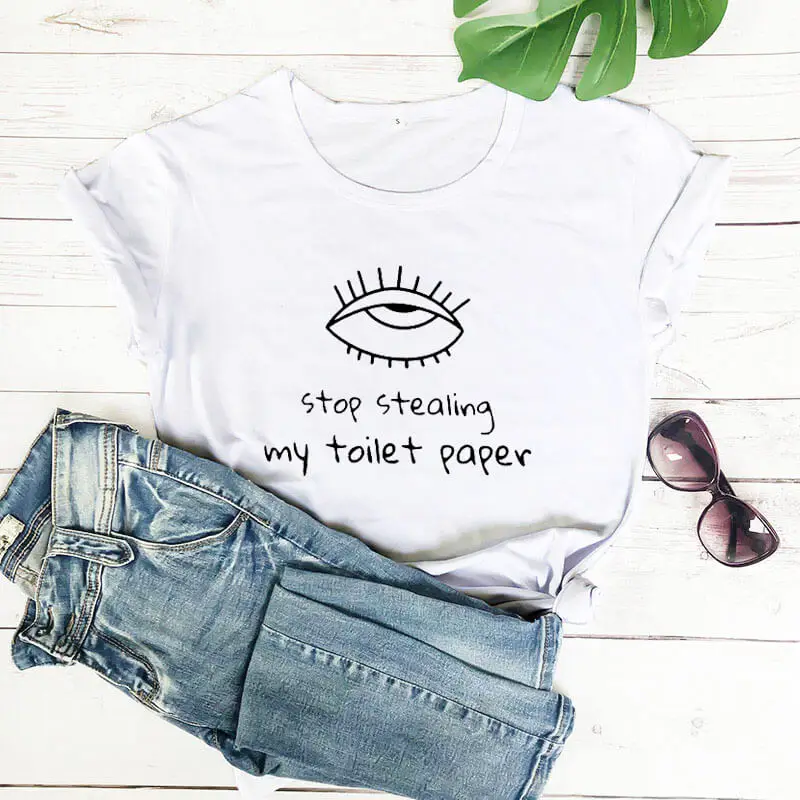 

Забавная Повседневная футболка из 2020 хлопка, с надписью «stop stetheft my туалетной бумаги», 100%