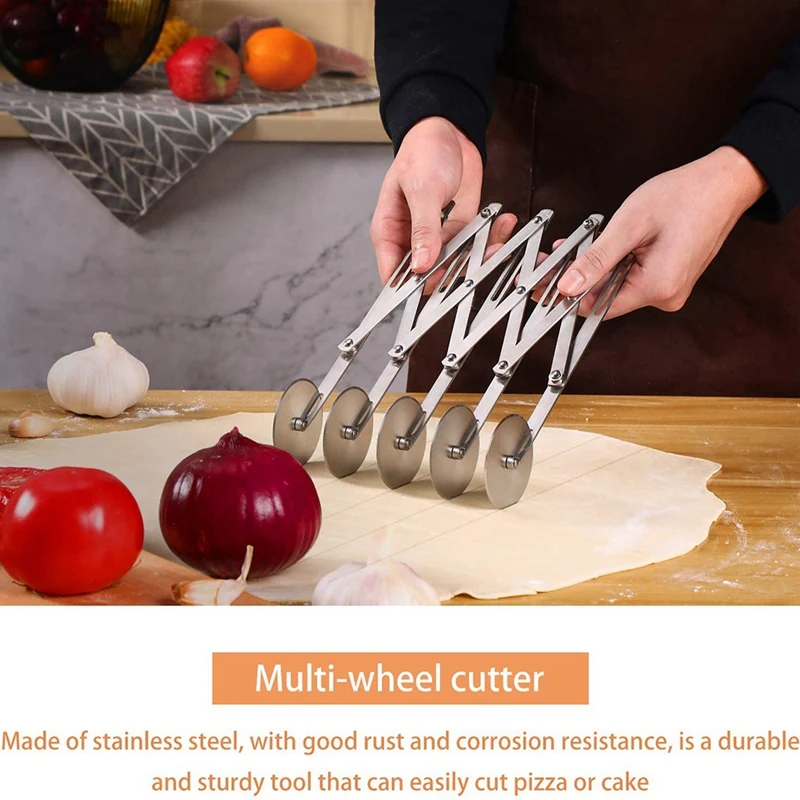 HOT-5-Wheel Pastry Cutter Pizza Multi Wheel Dough Cutters &amp Manual Can Opener Stainless Steel 8Inch | Дом и сад