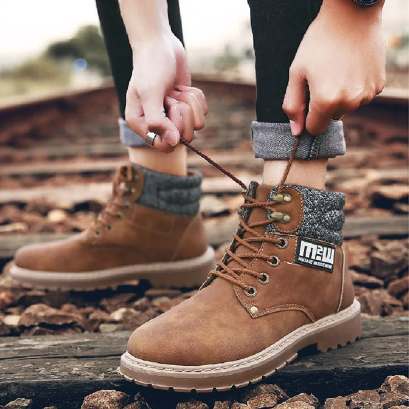 Мужские Зимние ботильоны Модные мужские повседневные ботинки в деловом стиле