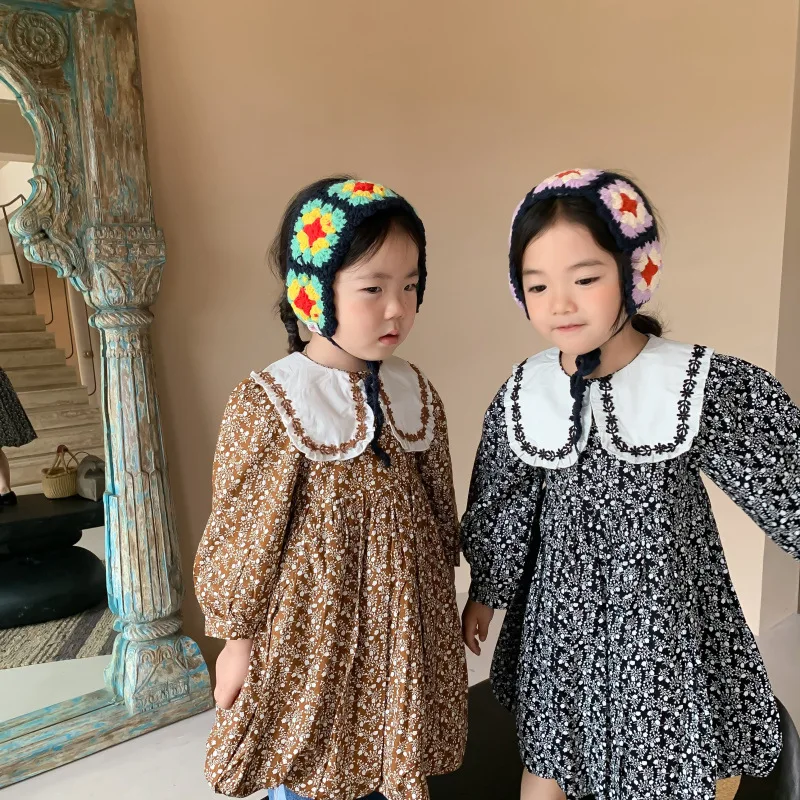 

Новое поступление осеннее платье для девочек в Корейском стиле милое кружевное комбинированное Цветочное платье с длинным рукавом для мил...