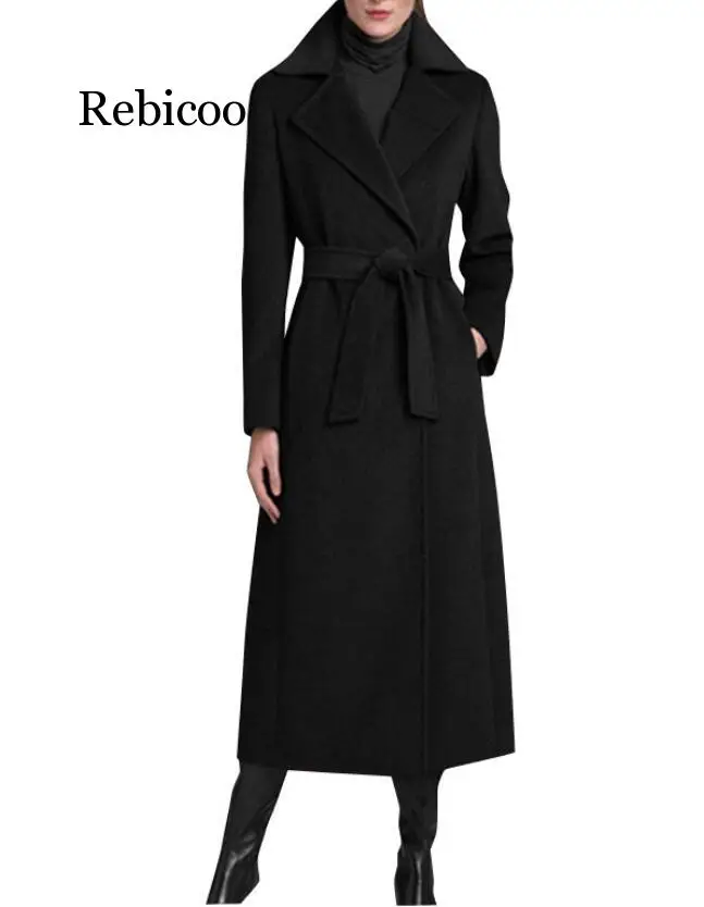 

Женское шерстяное пальто в винтажном стиле, офисное пальто с регулируемым поясом, повседневный Свободный плащ с защитой от ветра, размеры S, ...